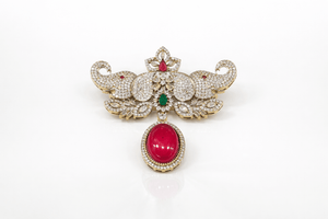 Kundan Brooch 09058 - KRISHNA'S SWETA JEWELLERY