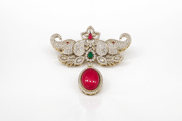Kundan Brooch 09058 - KRISHNA'S SWETA JEWELLERY