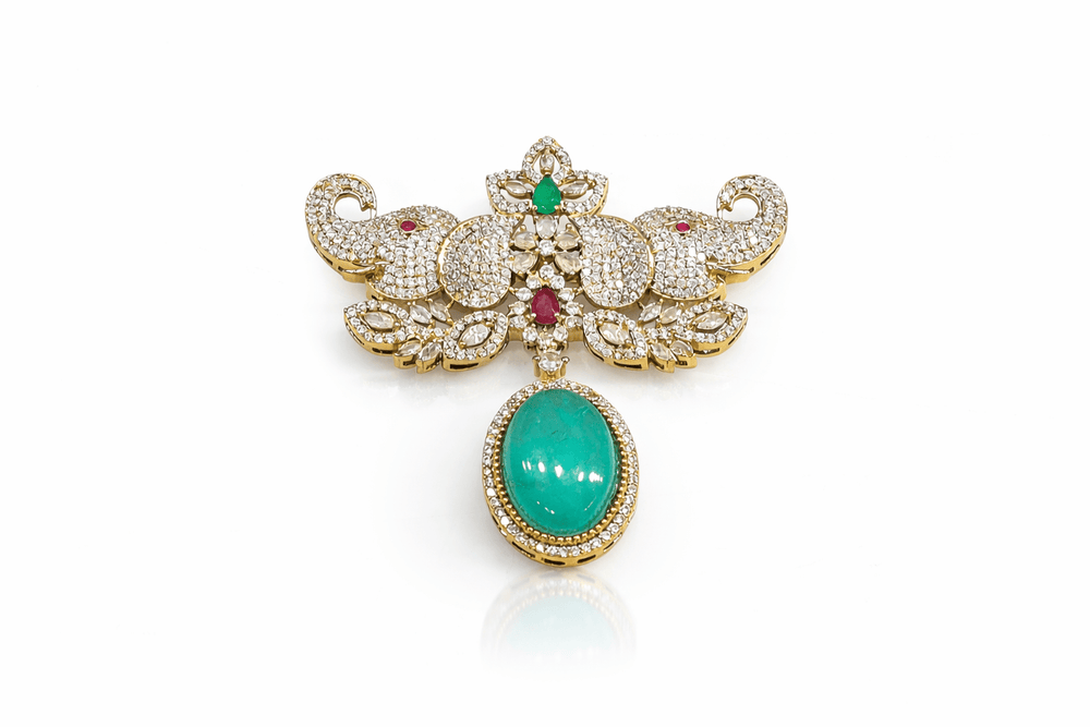 Kundan Brooch 09058 - KRISHNA'S SWETA JEWELLERY