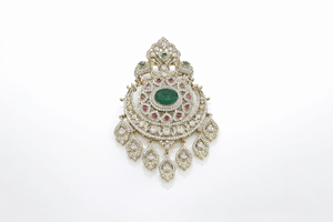 Kundan Brooch 09376 - KRISHNA'S SWETA JEWELLERY