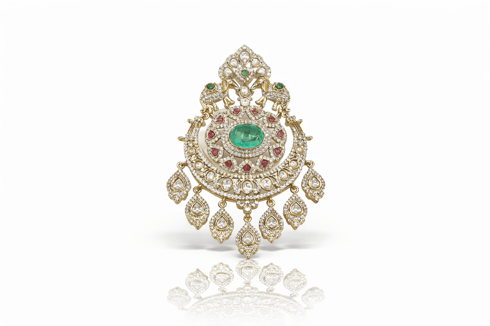 Kundan Brooch 09376 - KRISHNA'S SWETA JEWELLERY