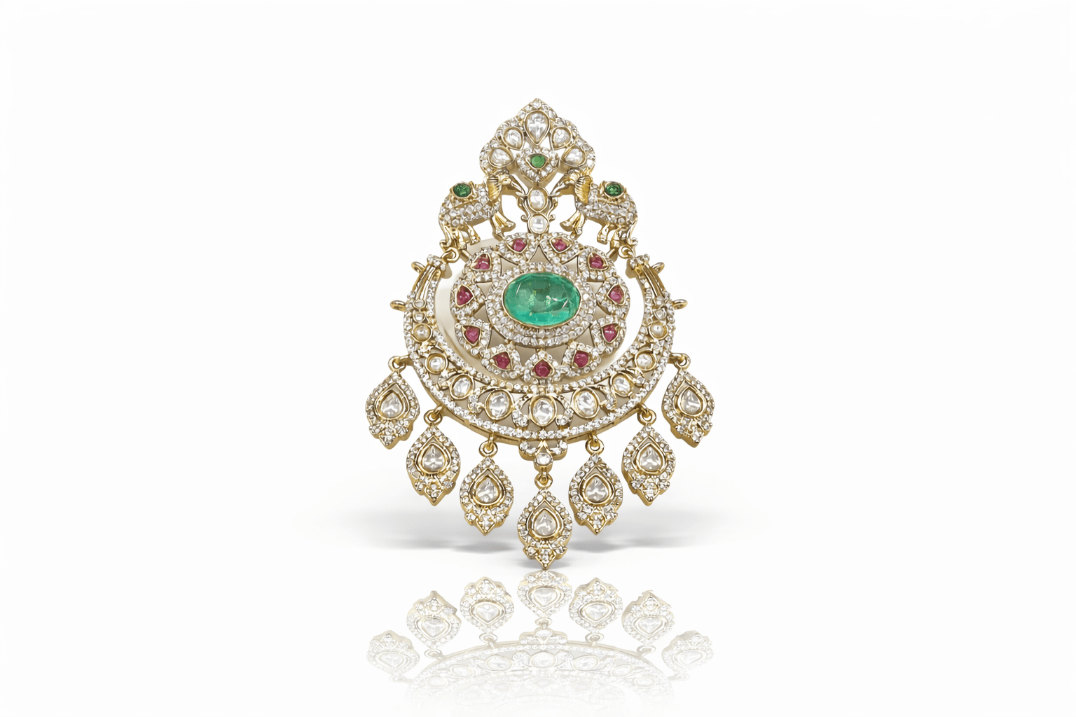 Kundan Brooch 09376 - KRISHNA'S SWETA JEWELLERY