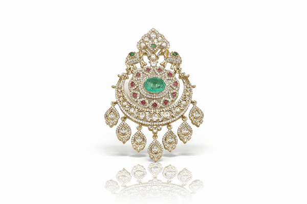 Kundan Brooch 09376 - KRISHNA'S SWETA JEWELLERY