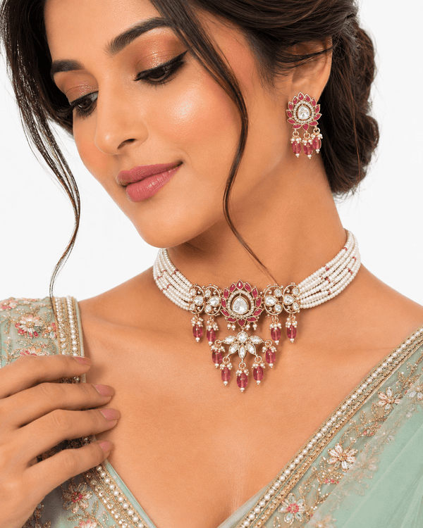 Kundan Choker 04177 - KRISHNA'S SWETA JEWELLERY