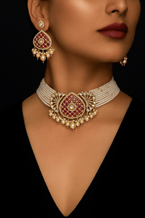 Kundan Choker 05681 - KRISHNA'S SWETA JEWELLERY