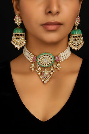 Kundan Choker 05695 - KRISHNA'S SWETA JEWELLERY