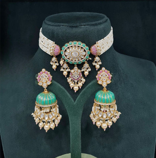 Kundan Choker 05695 - KRISHNA'S SWETA JEWELLERY