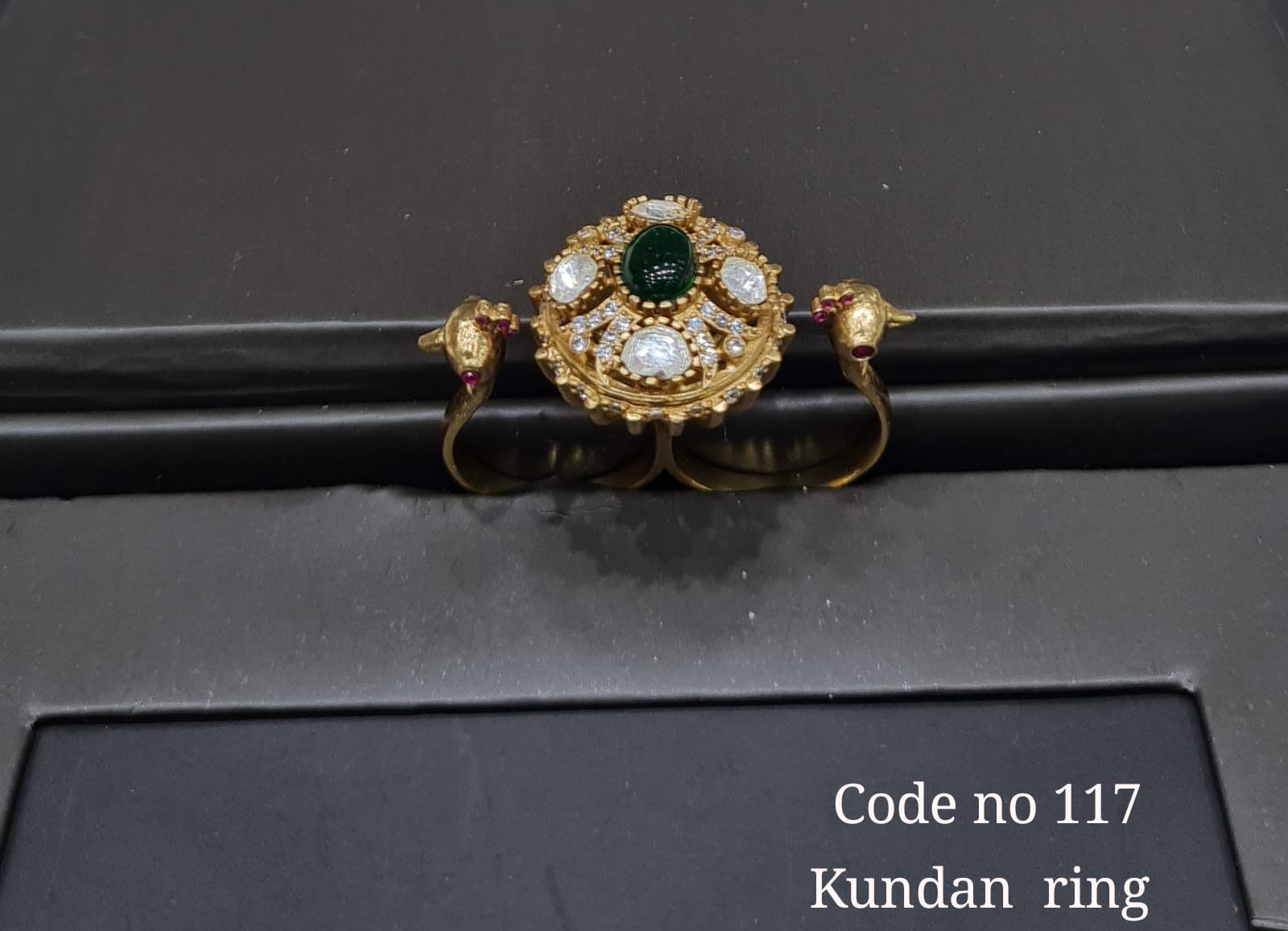 kundan double finger ring 00107 - KRISHNA'S SWETA JEWELLERY