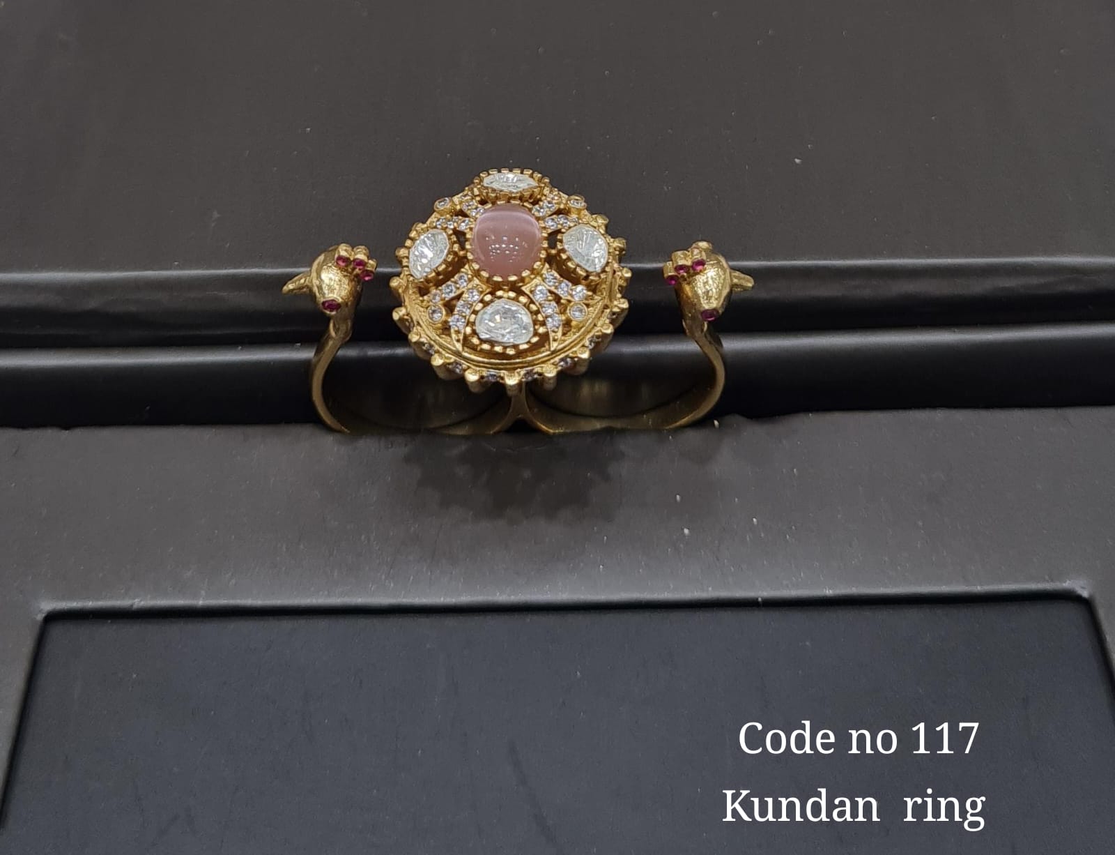 kundan double finger ring 00107 - KRISHNA'S SWETA JEWELLERY