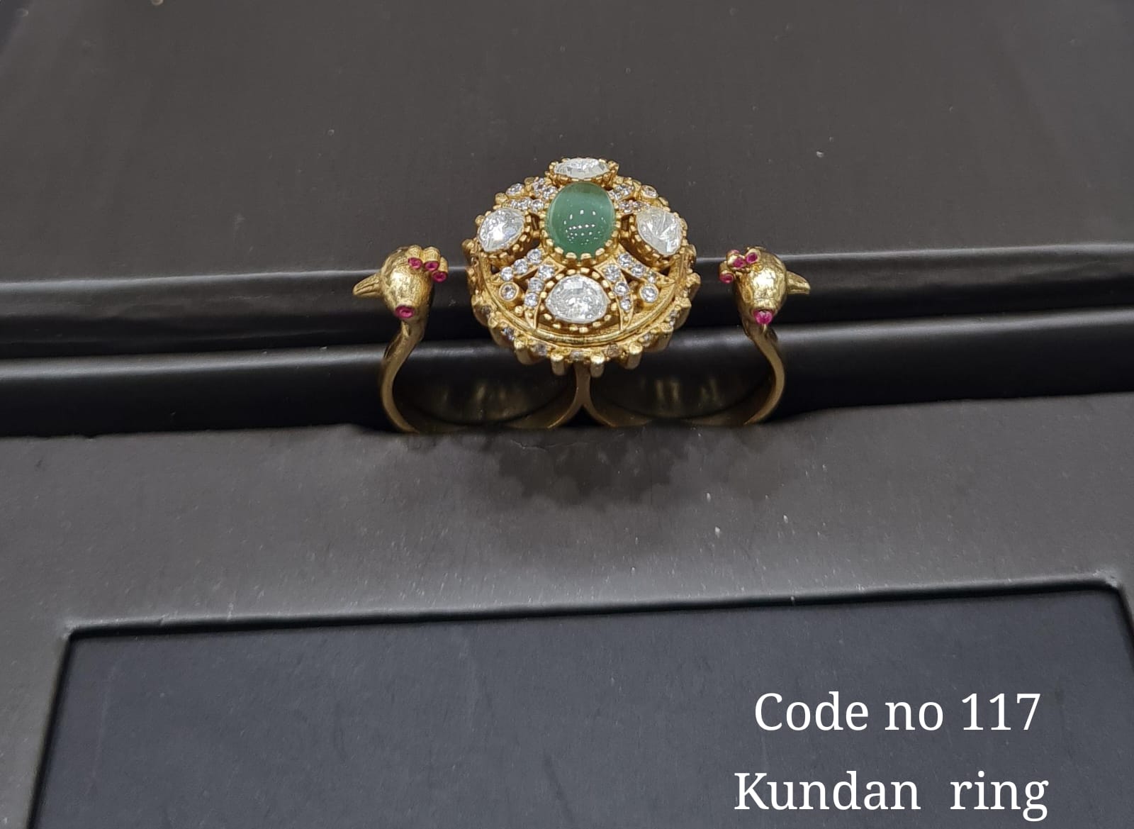 kundan double finger ring 00107 - KRISHNA'S SWETA JEWELLERY