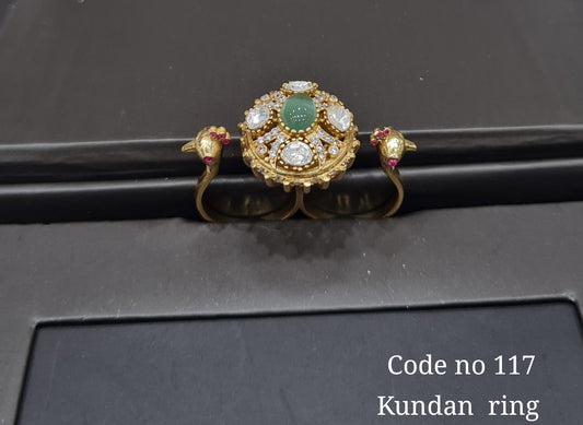 kundan double finger ring 00107 - KRISHNA'S SWETA JEWELLERY