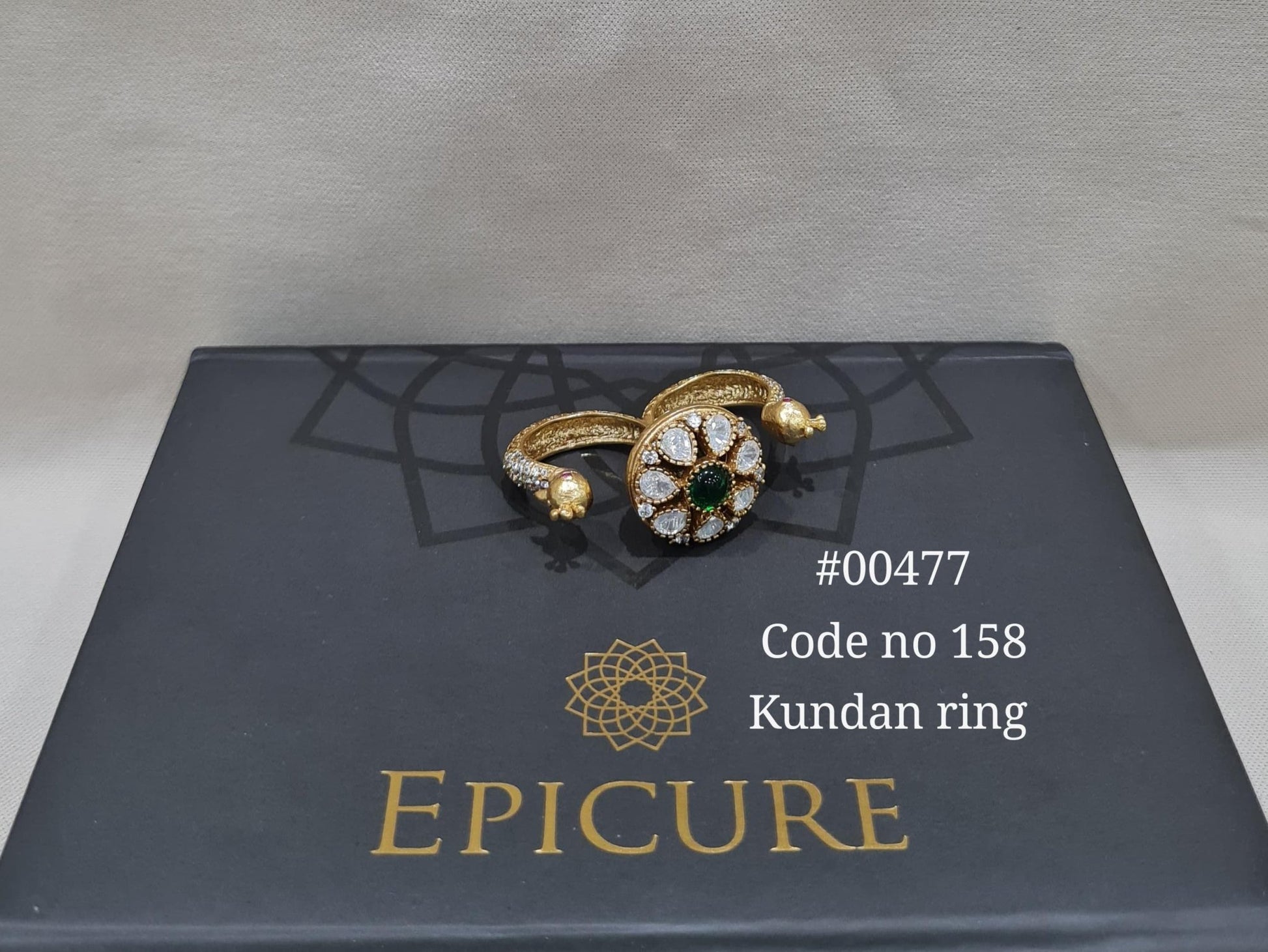 Kundan double finger ring 00477 - KRISHNA'S SWETA JEWELLERY