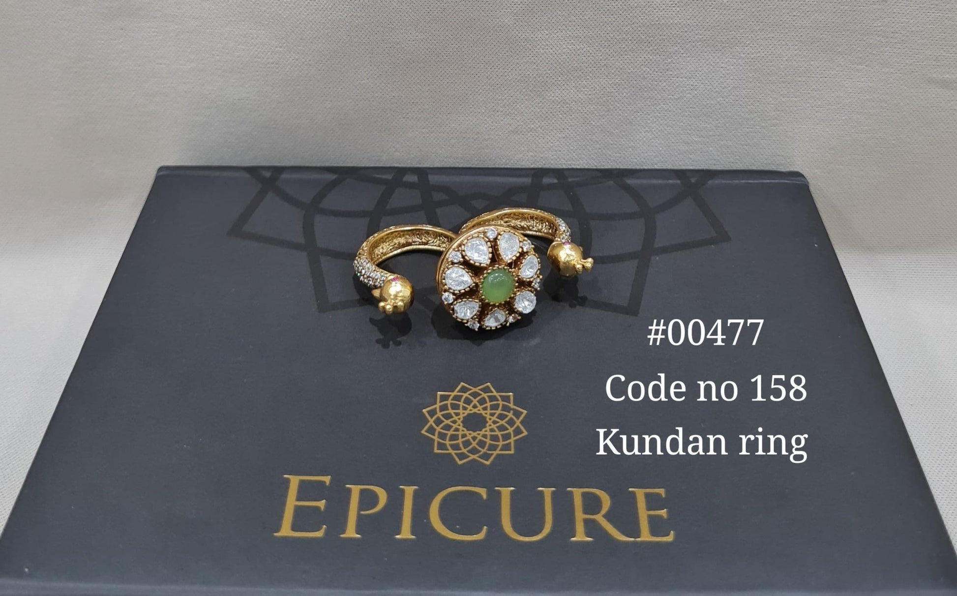 Kundan double finger ring 00477 - KRISHNA'S SWETA JEWELLERY