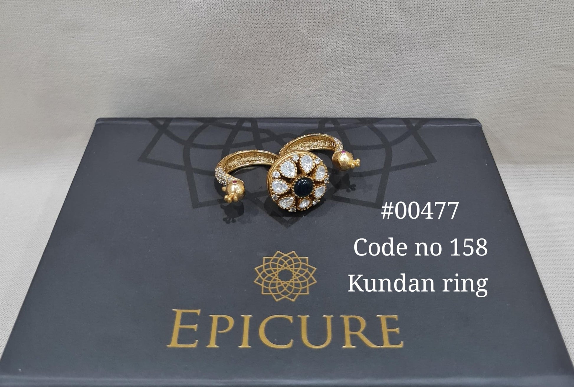 Kundan double finger ring 00477 - KRISHNA'S SWETA JEWELLERY