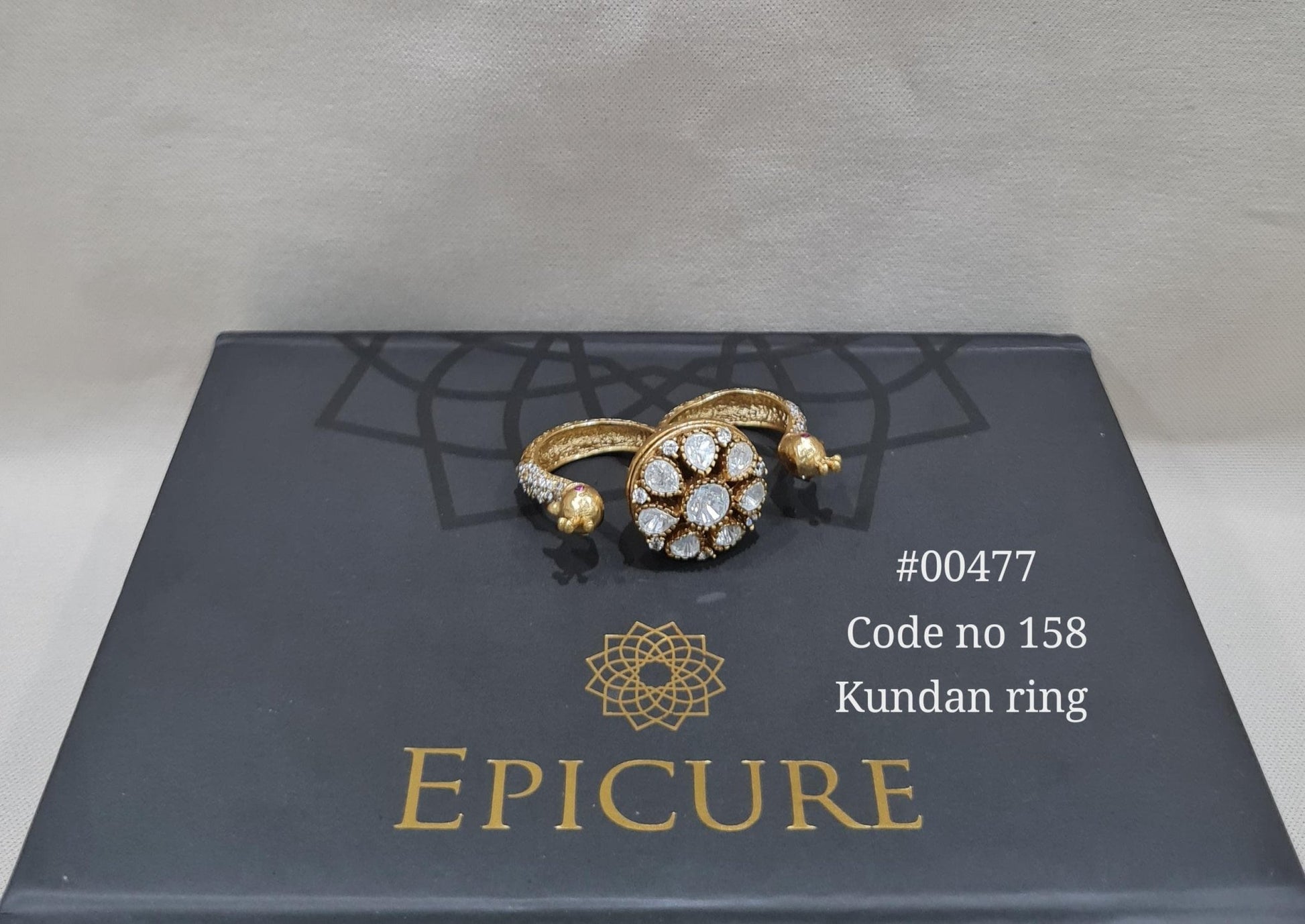 Kundan double finger ring 00477 - KRISHNA'S SWETA JEWELLERY