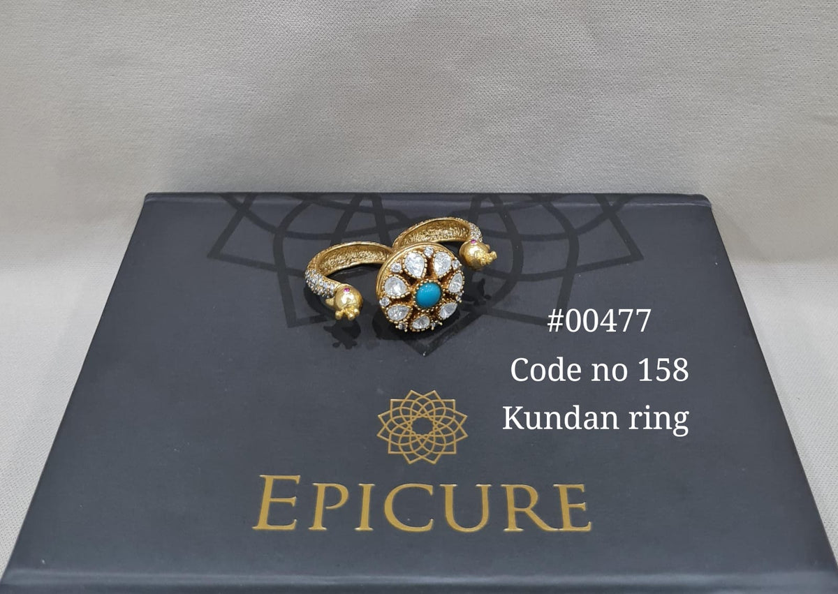 Kundan double finger ring 00477 - KRISHNA'S SWETA JEWELLERY