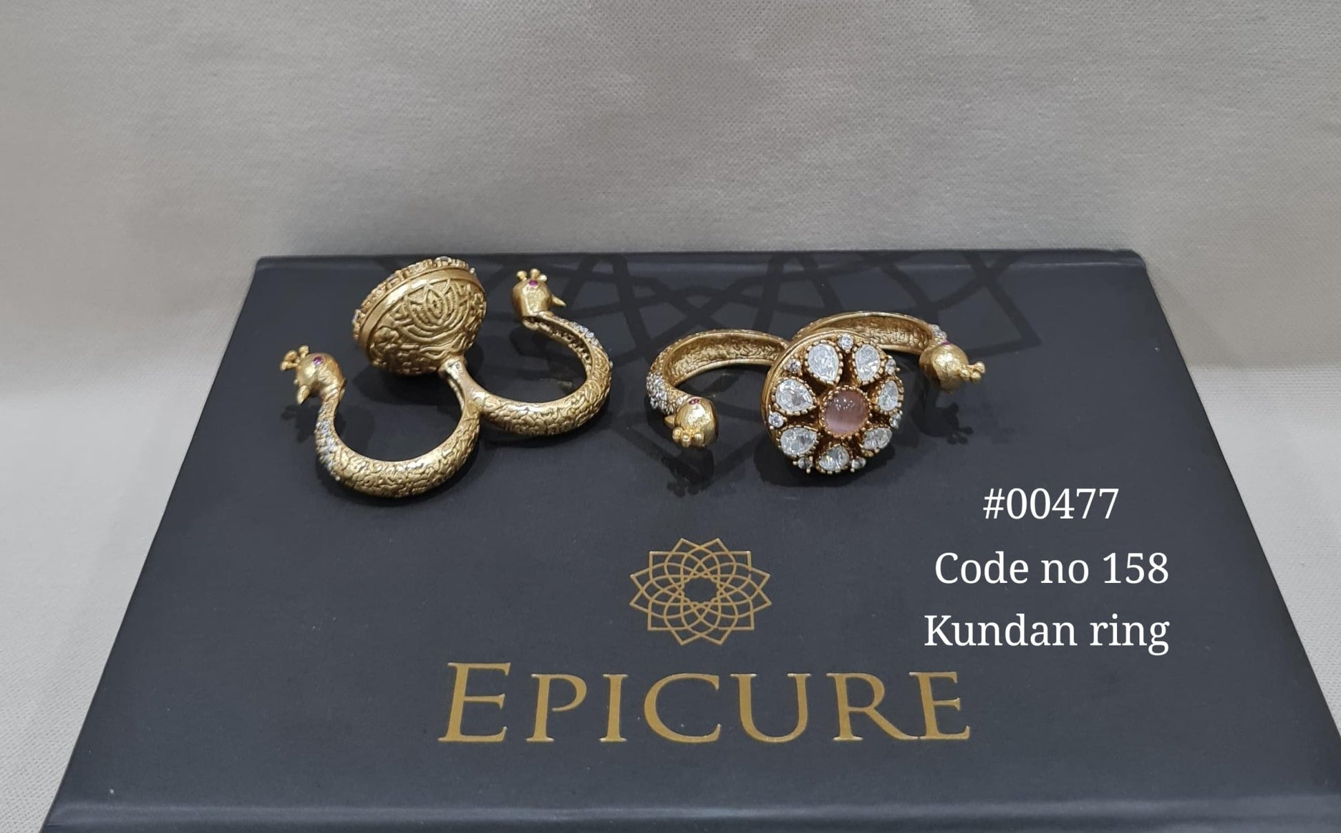 Kundan double finger ring 00477 - KRISHNA'S SWETA JEWELLERY