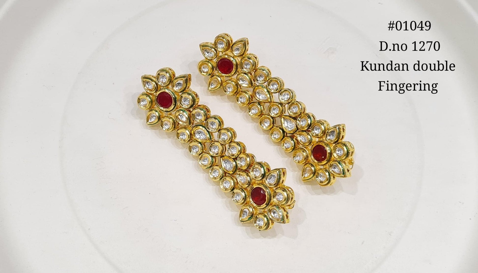 Kundan Double Finger Ring 01049 - KRISHNA'S SWETA JEWELLERY