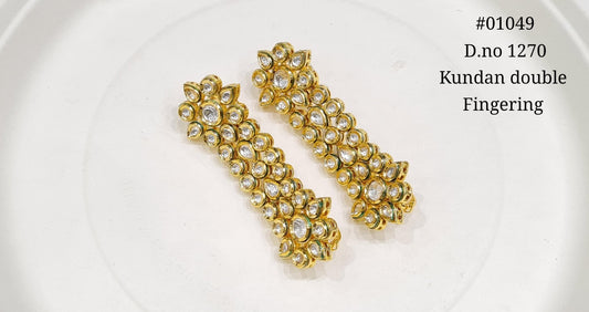 Kundan Double Finger Ring 01049 - KRISHNA'S SWETA JEWELLERY