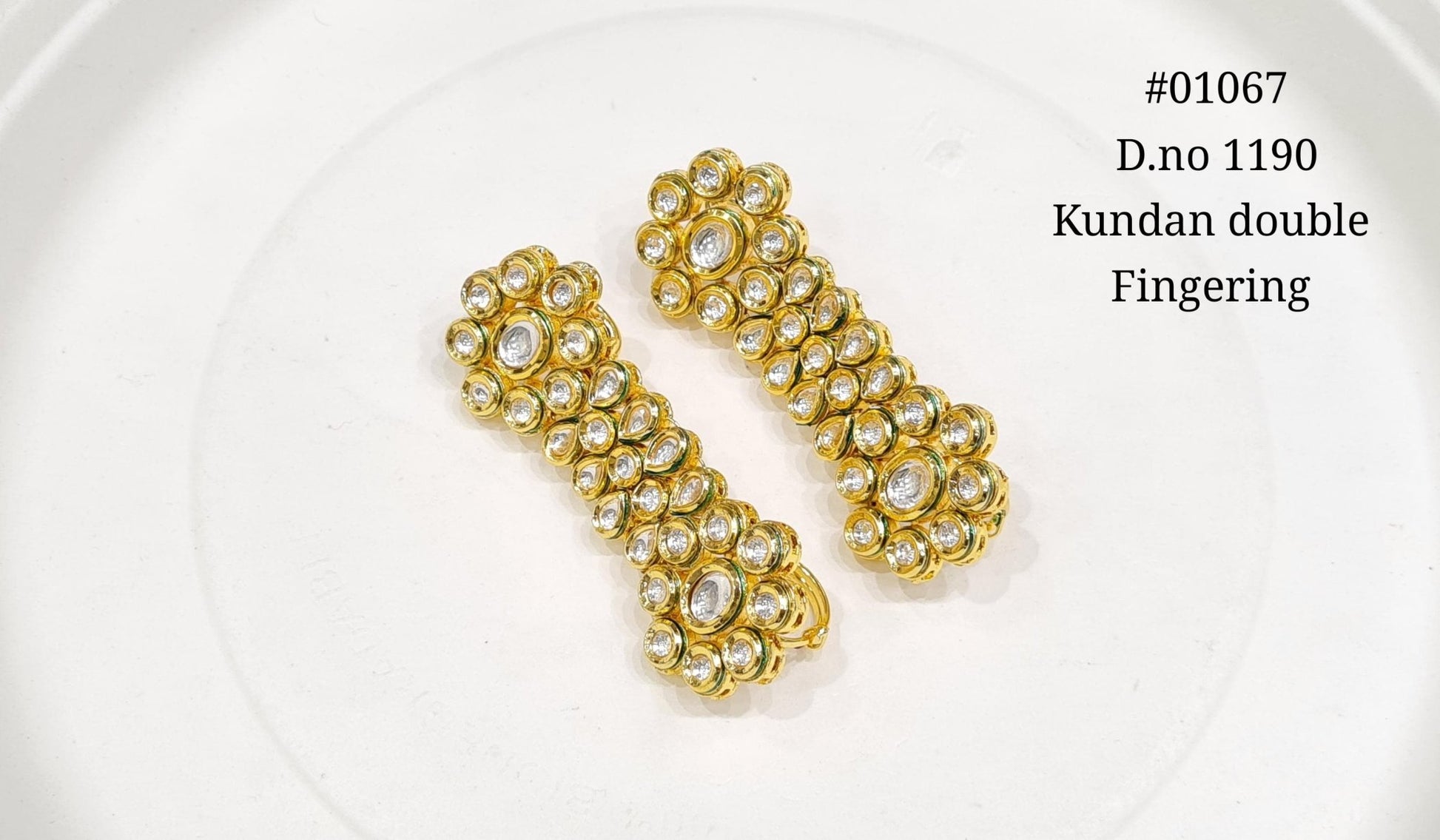 Kundan Double Finger Ring 01067 - KRISHNA'S SWETA JEWELLERY