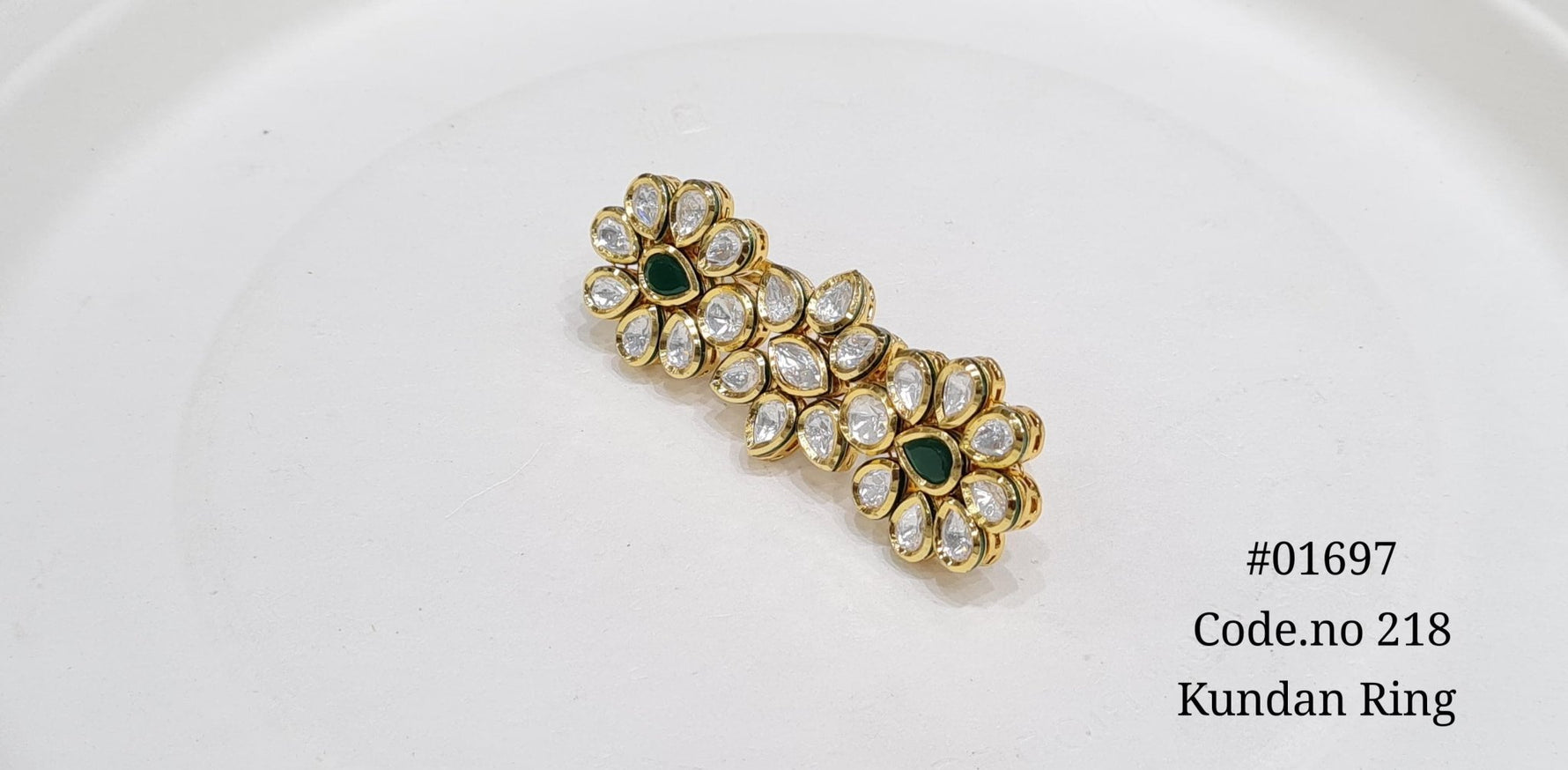 Kundan double finger ring 01697 - KRISHNA'S SWETA JEWELLERY