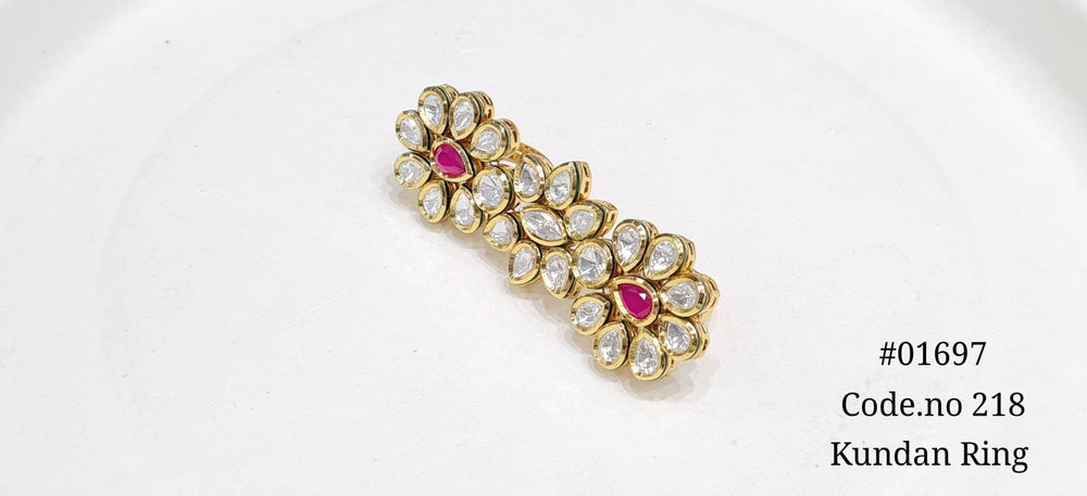 Kundan double finger ring 01697 - KRISHNA'S SWETA JEWELLERY