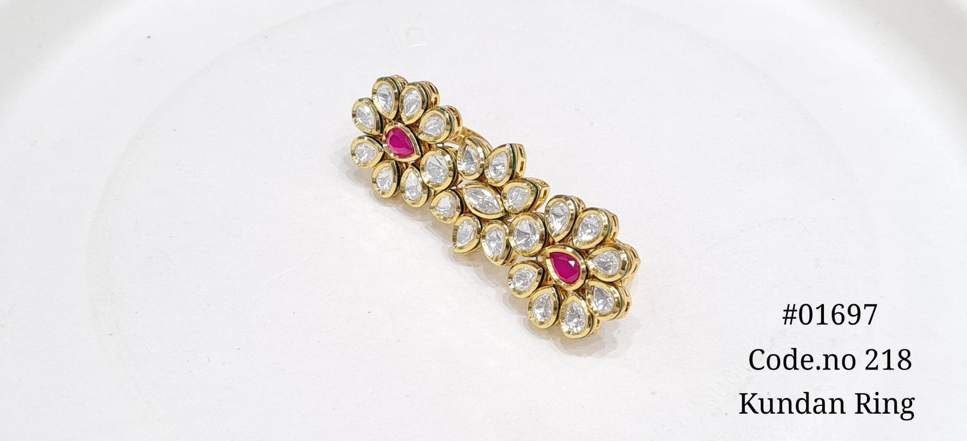 Kundan double finger ring 01697 - KRISHNA'S SWETA JEWELLERY