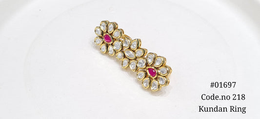 Kundan double finger ring 01697 - KRISHNA'S SWETA JEWELLERY