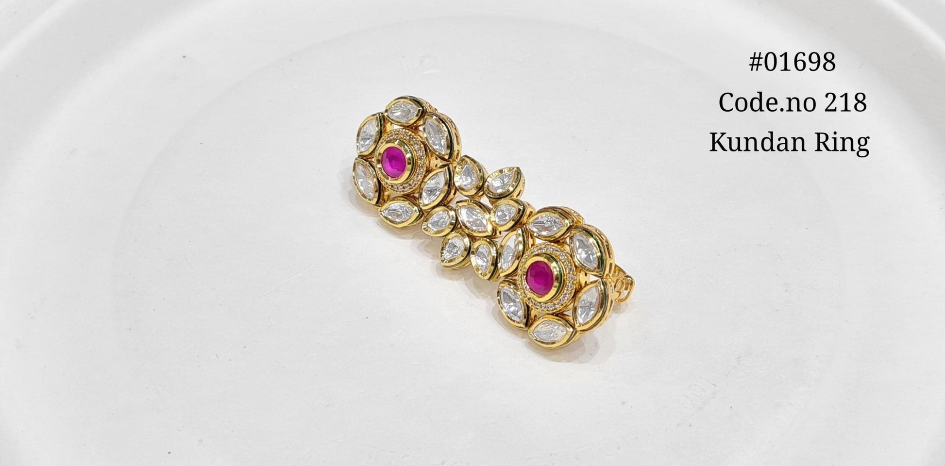 Kundan double finger ring 01698 - KRISHNA'S SWETA JEWELLERY