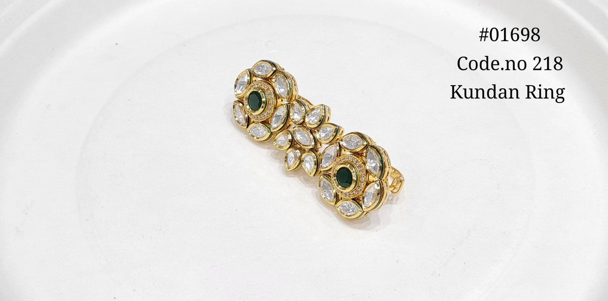 Kundan double finger ring 01698 - KRISHNA'S SWETA JEWELLERY