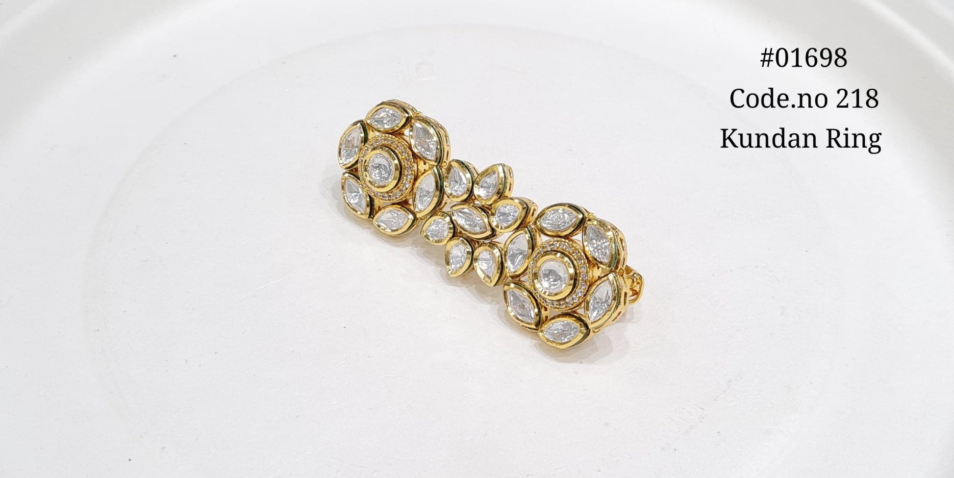 Kundan double finger ring 01698 - KRISHNA'S SWETA JEWELLERY