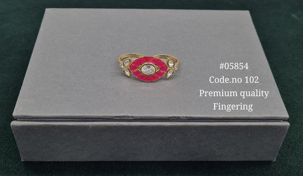 Kundan Double Fingerring 05854 - KRISHNA'S SWETA JEWELLERY