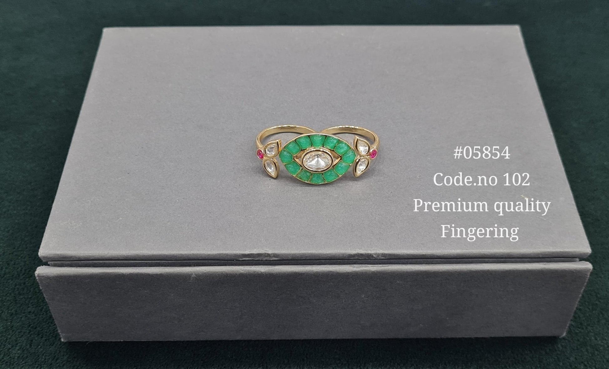 Kundan Double Fingerring 05854 - KRISHNA'S SWETA JEWELLERY