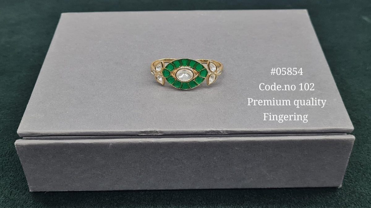Kundan Double Fingerring 05854 - KRISHNA'S SWETA JEWELLERY
