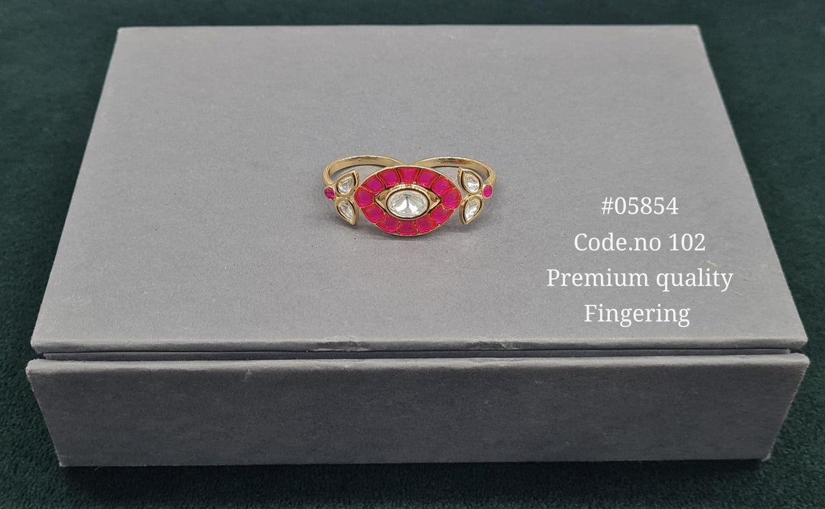 Kundan Double Fingerring 05854 - KRISHNA'S SWETA JEWELLERY