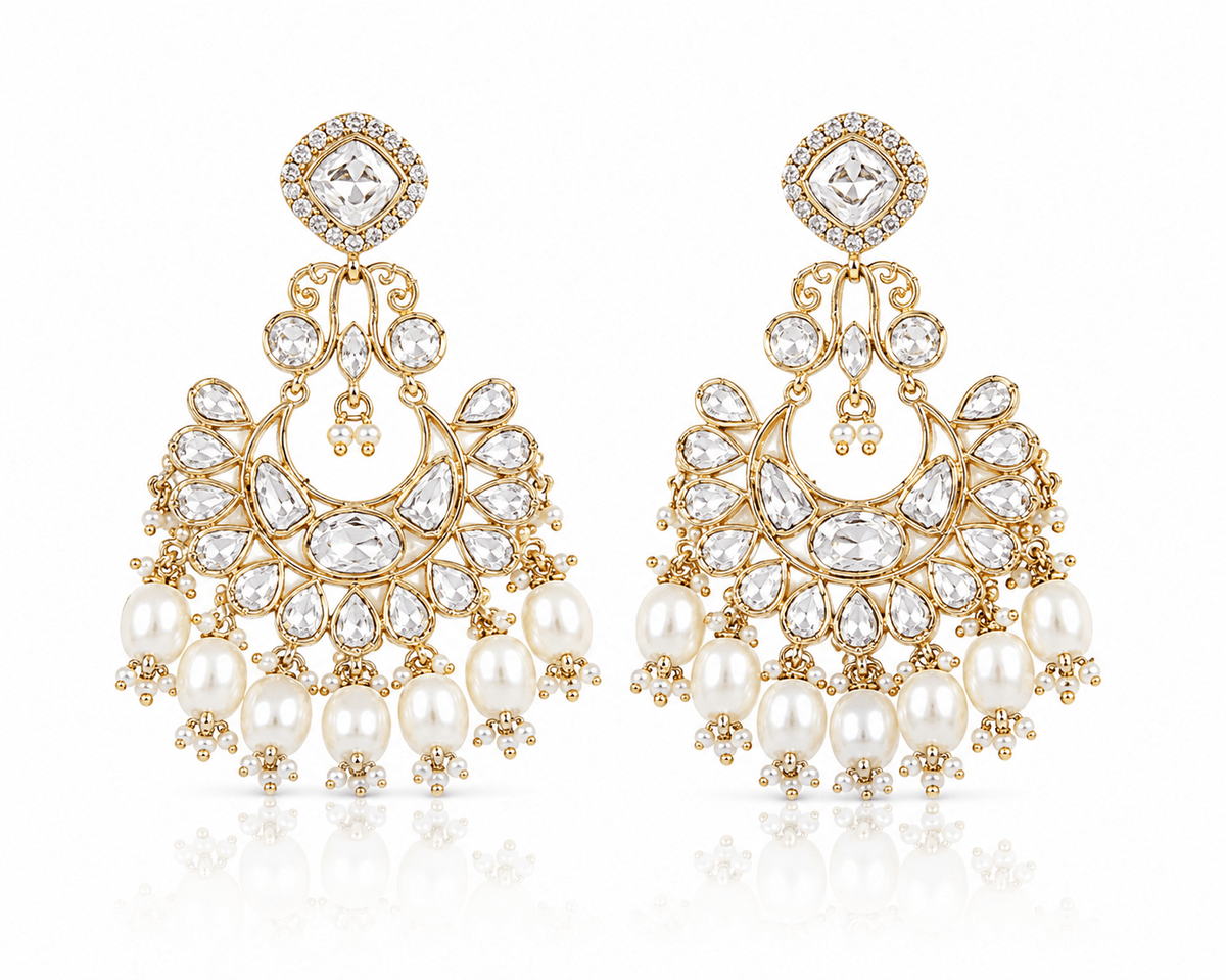 Kundan Earring 01500 - KRISHNA'S SWETA JEWELLERY