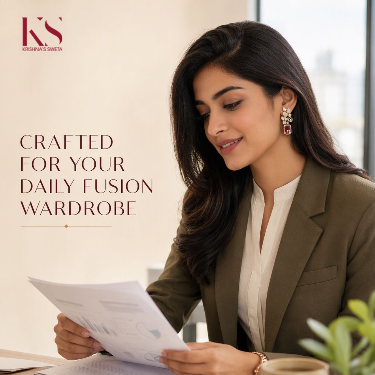 Kundan Earring with CZ Minimal Design - Krishna's Sweta Jewellery