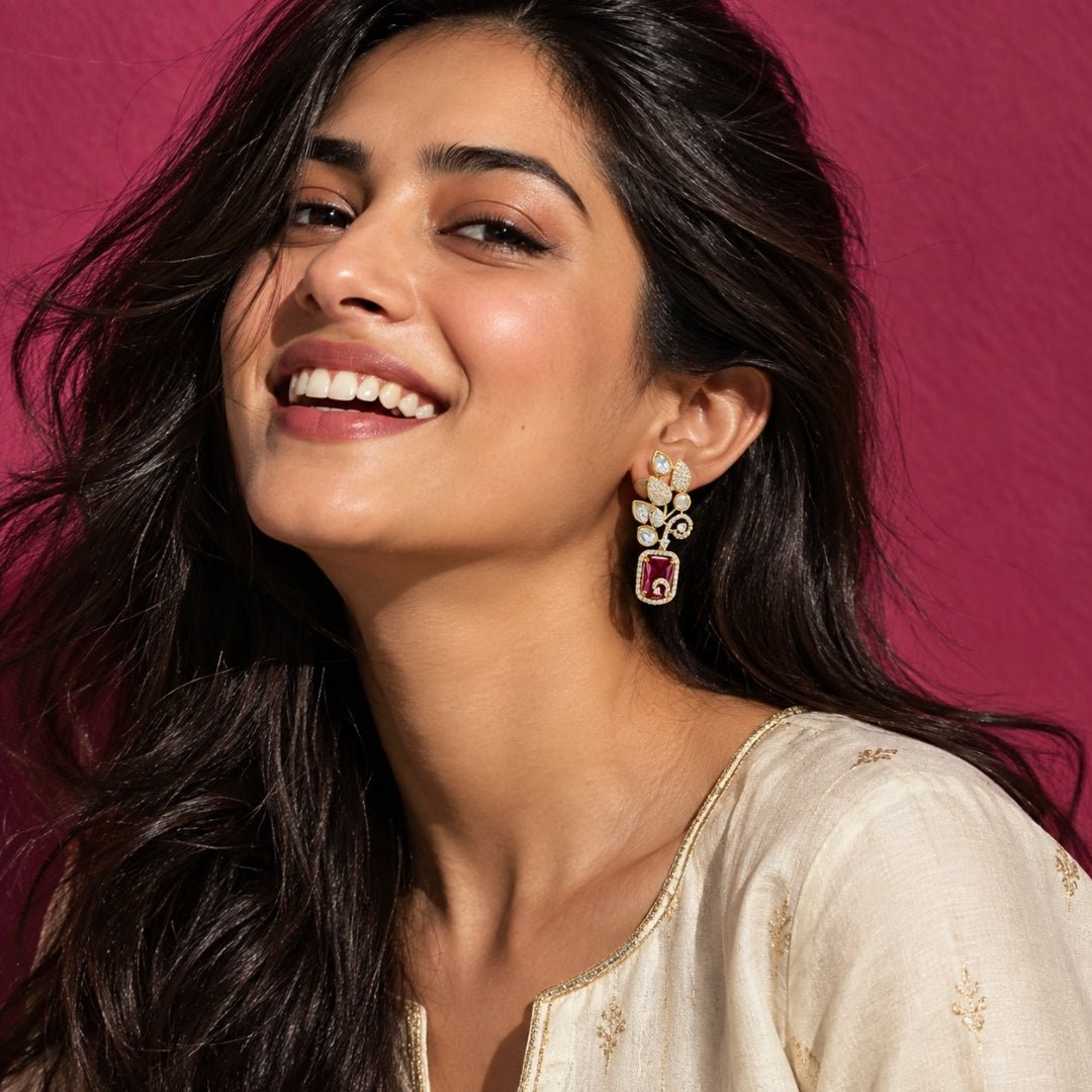 Kundan earrings 02130 - Krishna's Sweta Jewellery