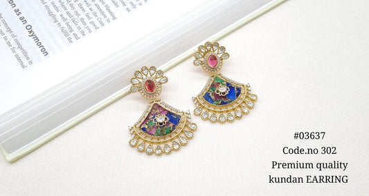 Kundan Earrings 03637 - KRISHNA'S SWETA JEWELLERY