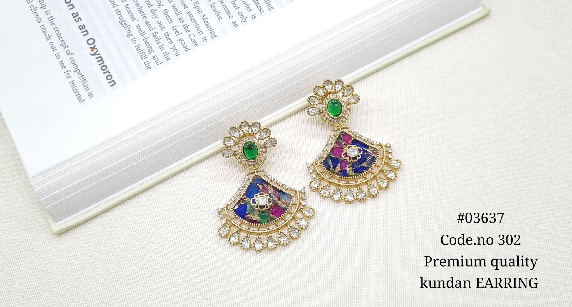 Kundan Earrings 03637 - KRISHNA'S SWETA JEWELLERY