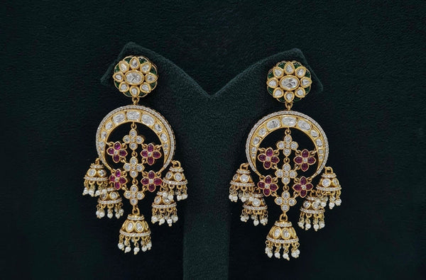 Kundan Earrings 07598 - KRISHNA'S SWETA JEWELLERY