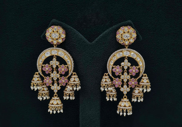 Kundan Earrings 07598 - KRISHNA'S SWETA JEWELLERY
