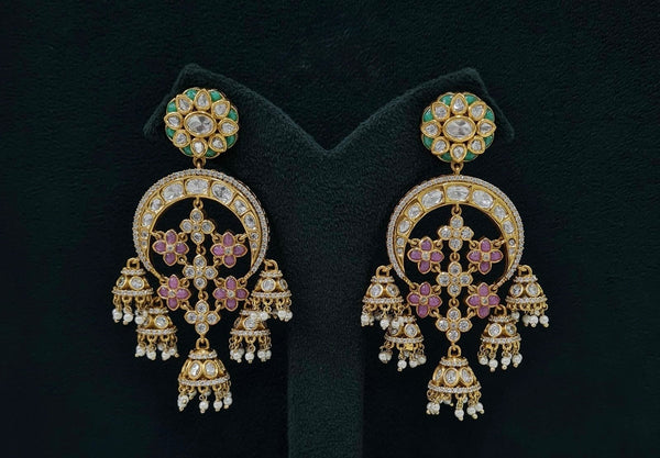 Kundan Earrings 07598 - KRISHNA'S SWETA JEWELLERY