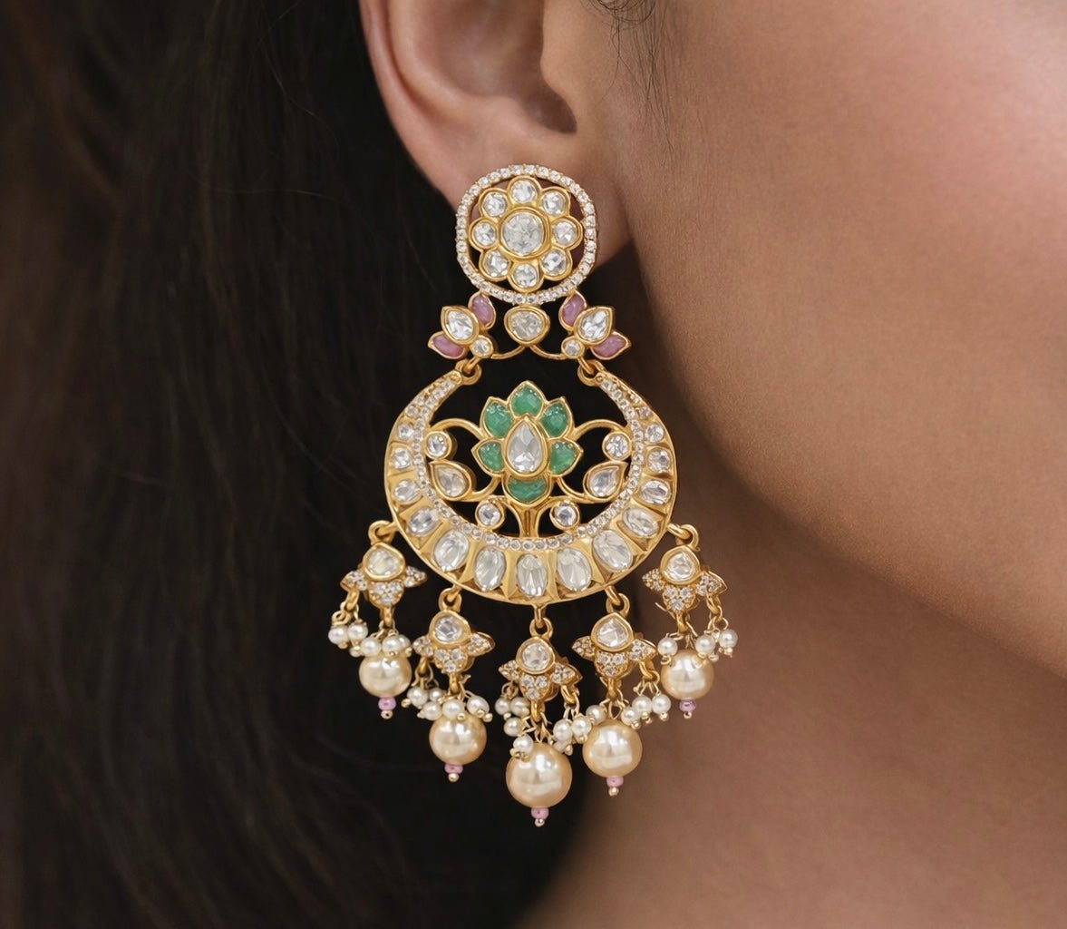 Kundan Earrings 07599 - KRISHNA'S SWETA JEWELLERY