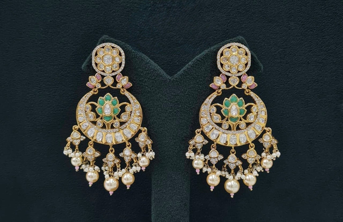 Kundan Earrings 07599 - KRISHNA'S SWETA JEWELLERY