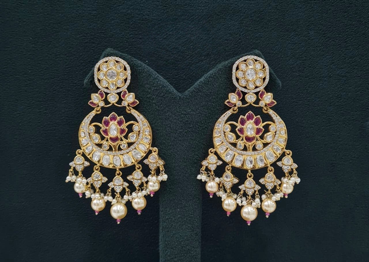 Kundan Earrings 07599 - KRISHNA'S SWETA JEWELLERY