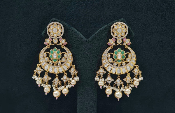 Kundan Earrings 07599 - KRISHNA'S SWETA JEWELLERY