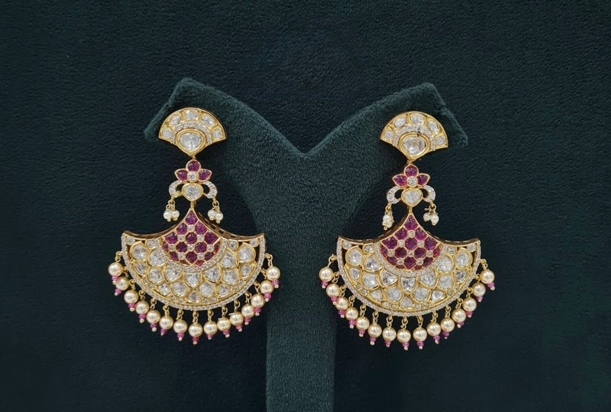 Kundan Earrings 07602 - KRISHNA'S SWETA JEWELLERY