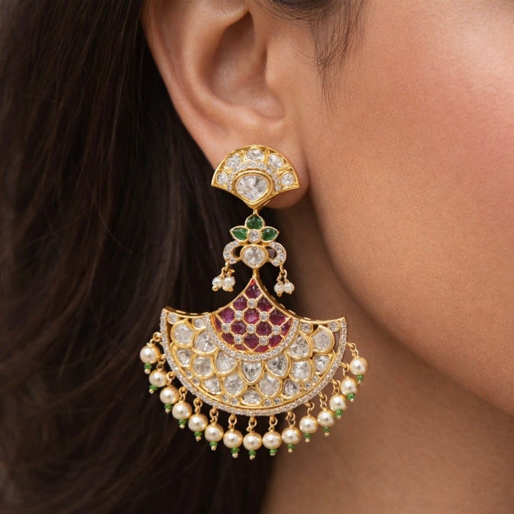 Kundan Earrings 07602 - KRISHNA'S SWETA JEWELLERY
