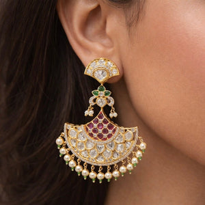 Kundan Earrings 07602 - KRISHNA'S SWETA JEWELLERY